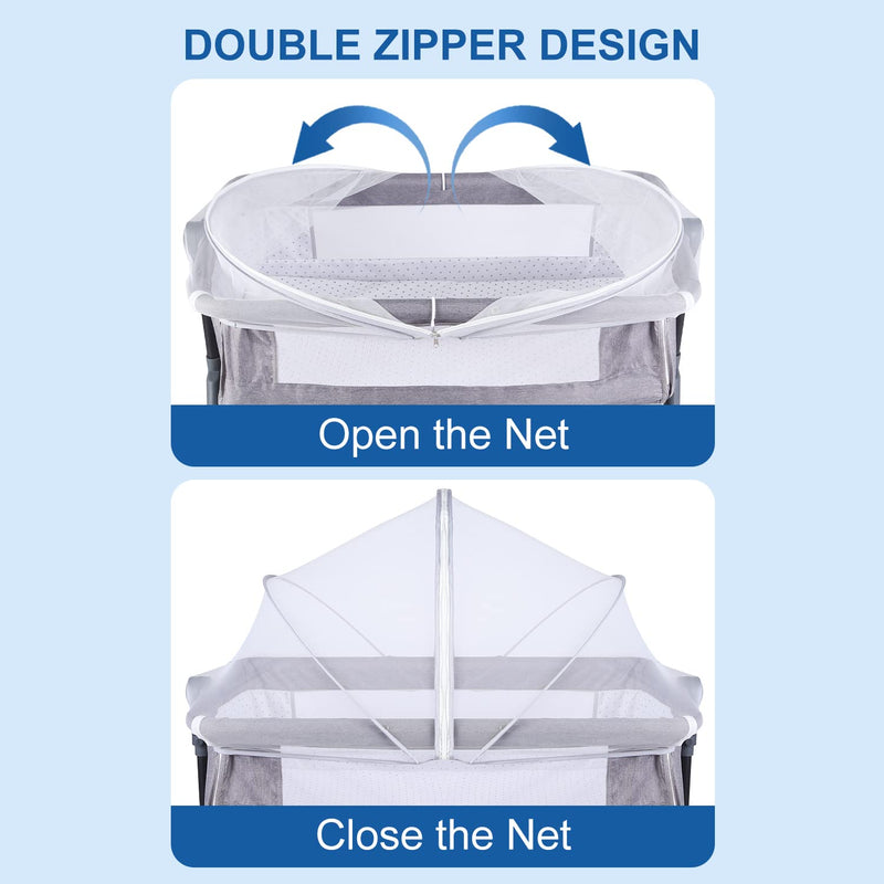 Bassinet Cover Mosquito Net for Babies to Keep Insects/Bugs/Cats Out, Toddler Bassinet/Bedside Sleeper/Crib Net with Two-Way Zippers & Storage Bag, Breathable Mesh Holes, White - BeesActive Australia