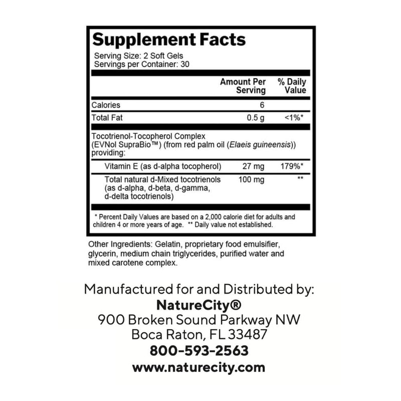 NatureCity True-E Full Spectrum Tocotrienols Vitamin E & Natural Alpha Tocopherol Supplement | Sustainable Tocotrienols from Evnol Suprabio | Non-GMO Vitamin E Complex | 120 Soft gels 2
