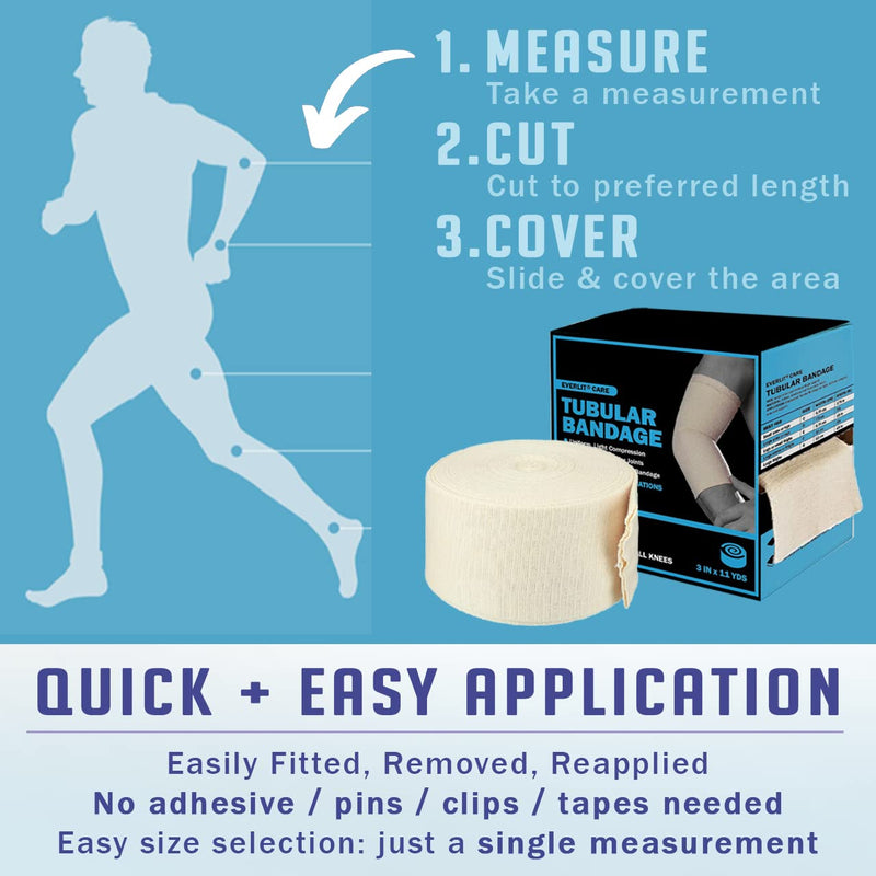 EVERLIT Elasticated Tubular Support Bandage | Stockinette Tubing for Large Arm, Knees, Legs | Light to Moderate Compression Bandage Roll For Tissue Support (Size G | 4.5" x 11 yd) Size G | 4.5" x 11 yd - BeesActive Australia