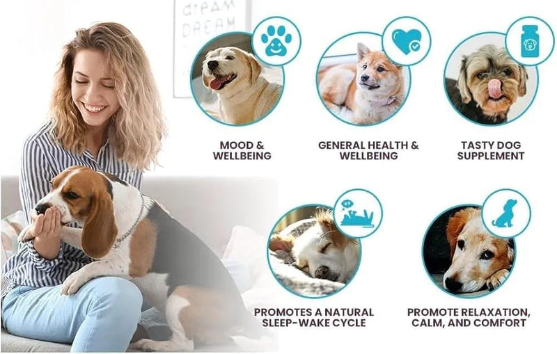 Prime Melatonin for Dogs, Calming Chewable Tablets - Beef Flavored, 6mg 90 Count - Supports Relaxation & Composure for All Dog Breeds