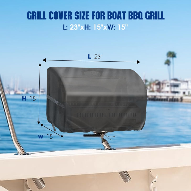 Boat Grill Cover for Magma Cabo Gas Grill, Waterproof Heavy Duty BBQ Covers for Magma ChefsMate Grill for Marine Grills Accessory Winterproof - 23" x15" x15" 23"Lx15"Wx15"H