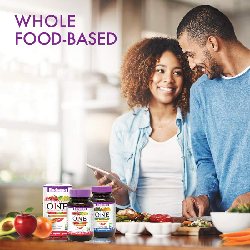 Bluebonnet Nutrition Men’s One Vegetable Capsule, Whole Food Multiple, K2, Organic, Energy, Vitality, Non-GMO, Gluten, Soy & Milk Free, Kosher, 3 Month Supply, 90 Count | Non-GMO, Vegetarian, Kosher, Gluten-Free, Soy-Free, Dairy-Free
