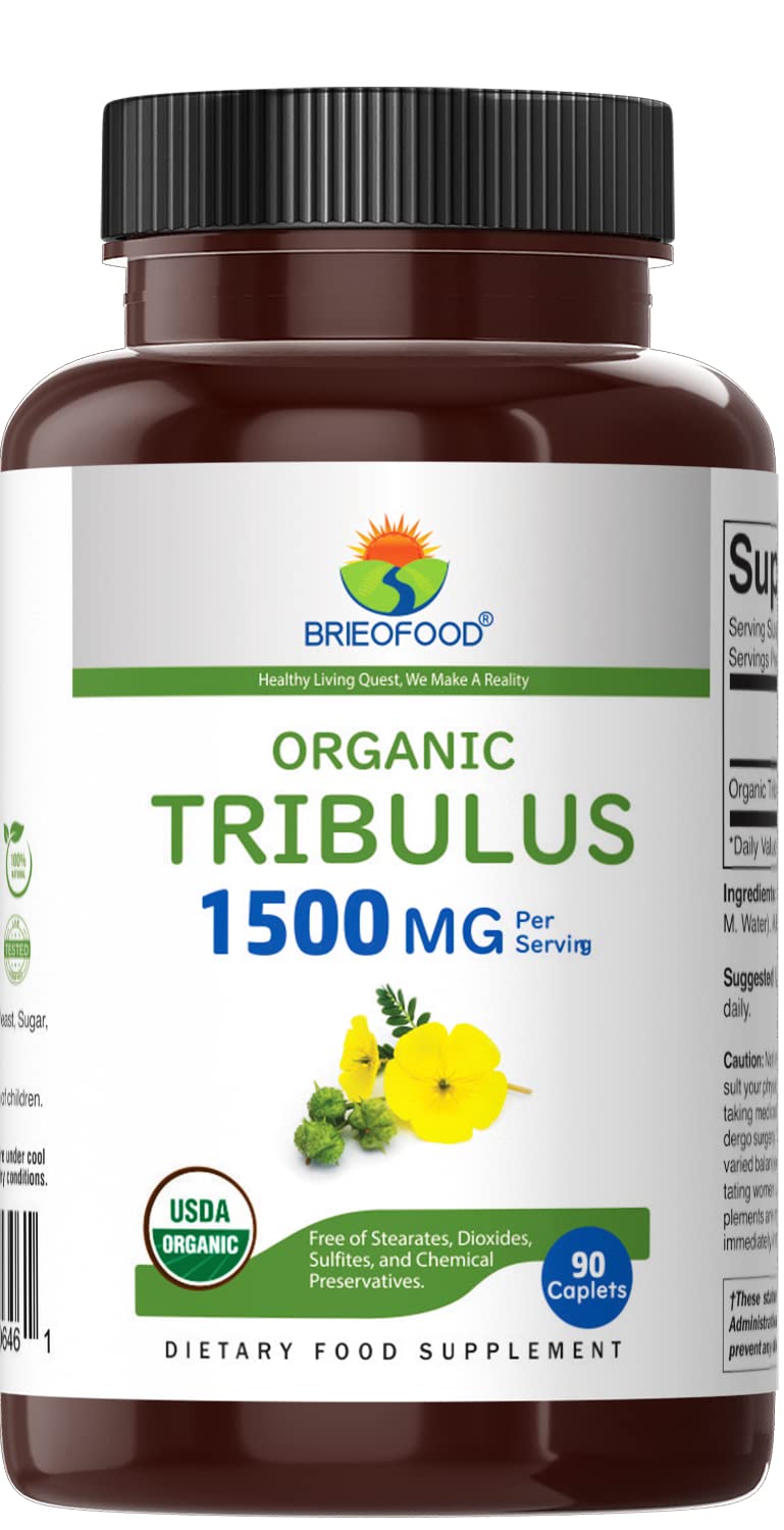 Brieofood Organic Tribulus 1500mg, 45 Servings, Vegetarian, Gluten Free, 90 Vegetarian Tablets - BeesActive Australia