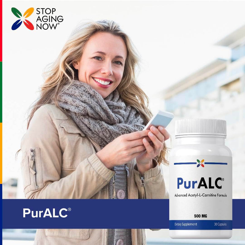 Stop Aging Now - PurAlc Acetyl-L-Carnitine HCI PurALC - 500mg Vitamin Supplement - 30 Capsules