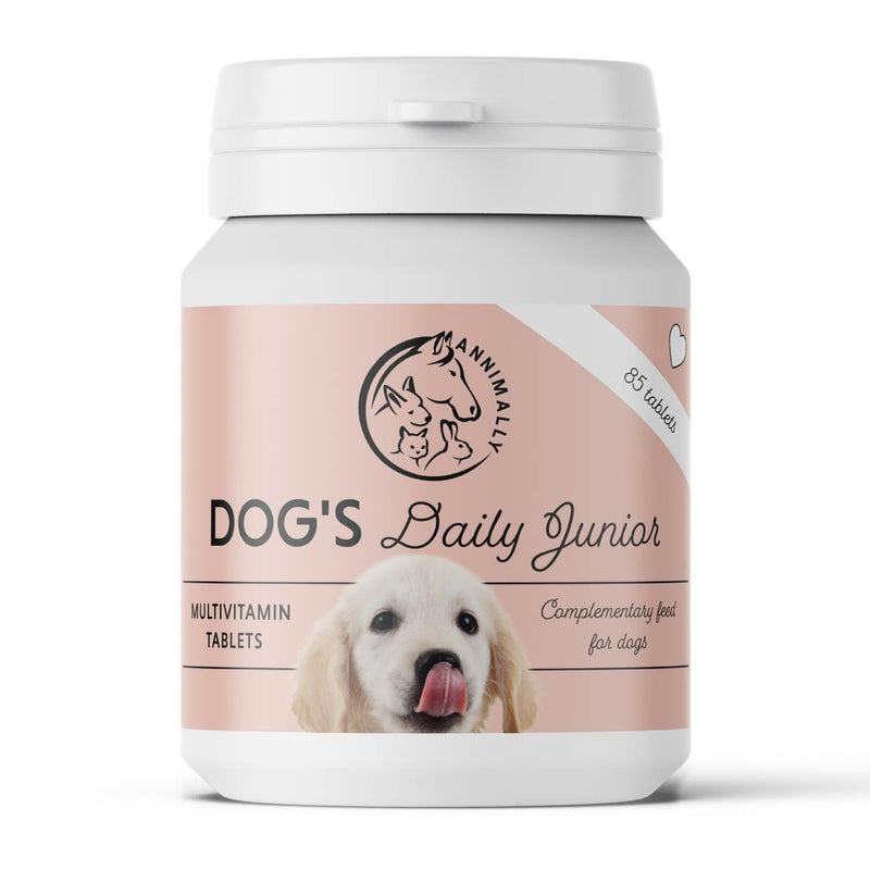 Annimally Dog’s Daily Junior Multivitamin Tablets for Puppies 85 pcs. | For puppies, with B vitamins, zinc & minerals, natural ingredients, ideal for the daily feeding routine, made in Germany