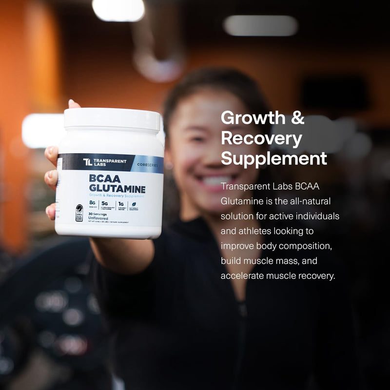 Transparent Labs BCAA Glutamine - 8000 mg of BCAA Powder Per Serving with L Glutamine for Post Workout Recovery, Muscle Growth, & Increased Endurance - 30 Servings, Tropical Punch 1.29 Pound (Pack of 1)