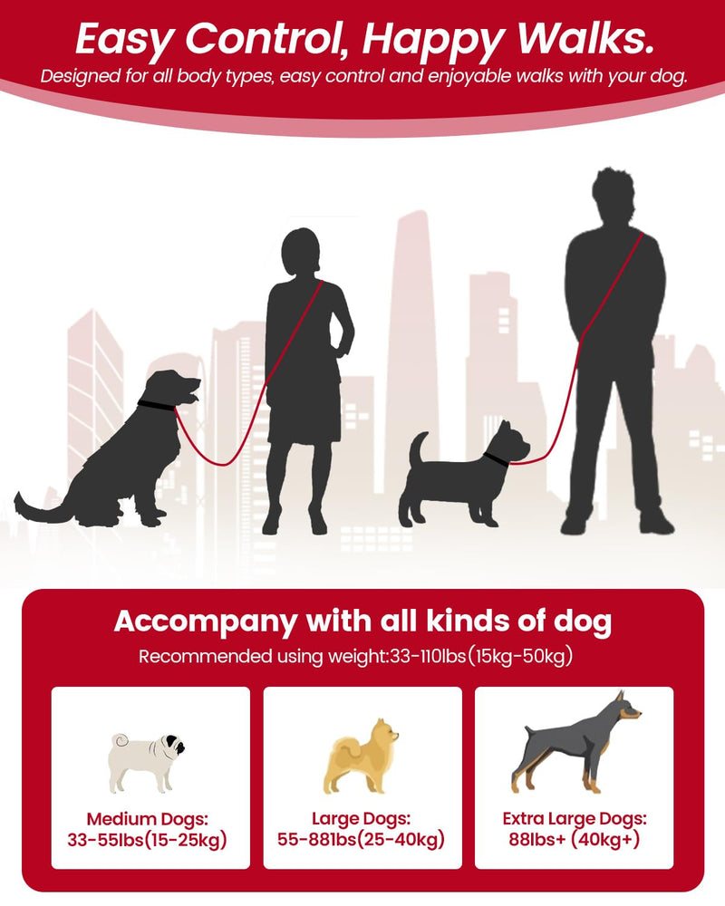 Hands Free Dog Leash, 5.1-8.9Ft Crossbody Long Leash, Waist Dog Belt for Small & Medium Dogs, City Walking & Running Outdoor Hiking &Travel etc. (Black) Black