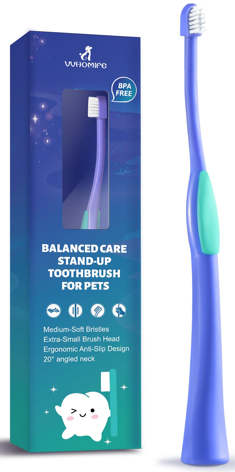 Natural Coconut Oil Dog & Cat Toothpaste for Fresh Breath + Medium-Soft Bristles Toothbrush