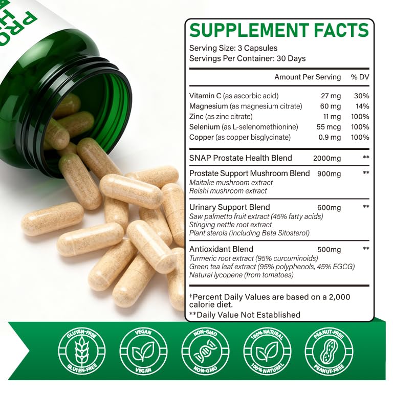 Saw Palmetto Prostate Supplement for Men 2000mg – Advanced 45% Fatty Acids Formula with Reishi & Maitake, Stinging Nettle, Zinc Selenium Magnesium Vitamin C Lycopene – Urinary Support – 90 Capsules