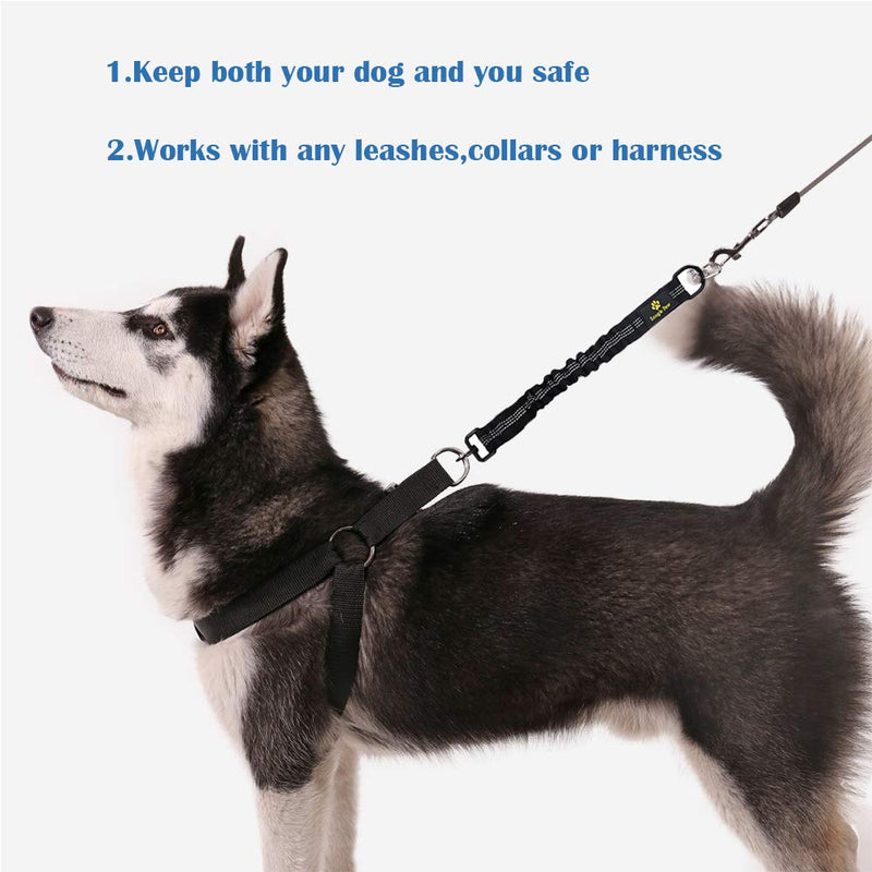 Bungee Dog Leash Extension Attachment, 18” Shock Absorbing Lead Extension Absorber, Prevent Injury on Arm and Shoulder & Save Dogs from Getting Hurt, Great for Bicycle, Running, Walking Black