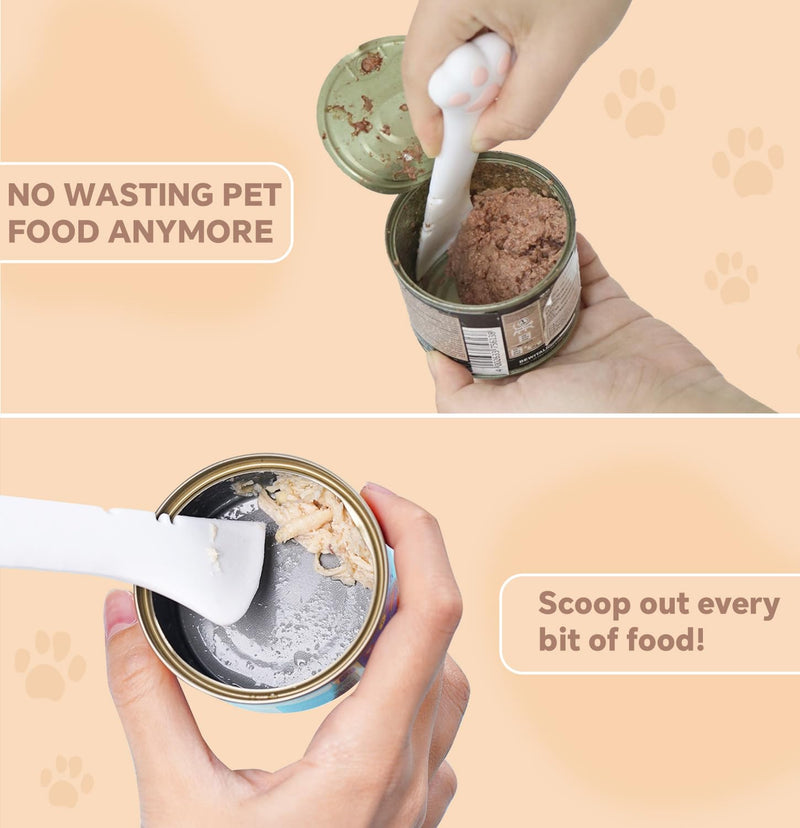 2-Piece Cat Food Spoon & Cat Food Spatula–Silicone Cat Dog Can Opener,Effortlessly Opens Cans,Precise Stirring & Feeding,Easy to Clean,Ideal for Dog & Cat Feeding Cans,White - BeesActive Australia