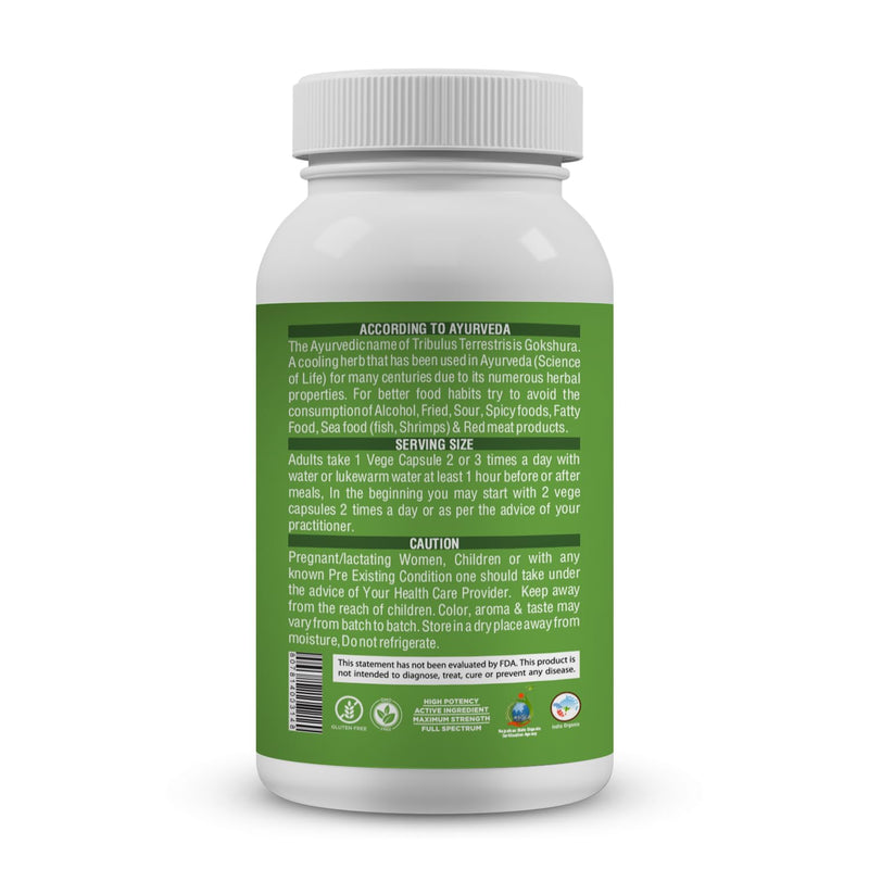 Gokshura Capsules – Tribulus Terrestris – Saponin 30% – Urinary Support Stamina and Male Energy – 60 Vege Capsules – 750 Mg Each - BeesActive Australia