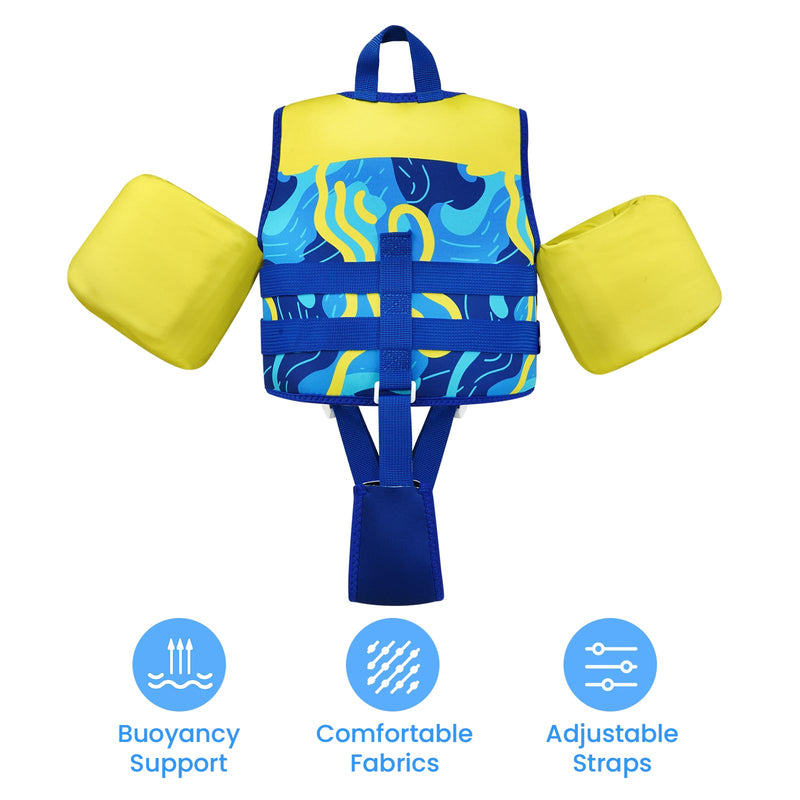 Gogokids Toddler Swim Vest for Kids 33-66 Pounds, Toddler Floaties Water Wing Arm Float, Swim Jacket with Adjustable Safety Strap for 2 3 4 5 6 Years Old Girls and Boys in Pool/Puddle Red Fit 2-3 Years, 33-42 Pounds