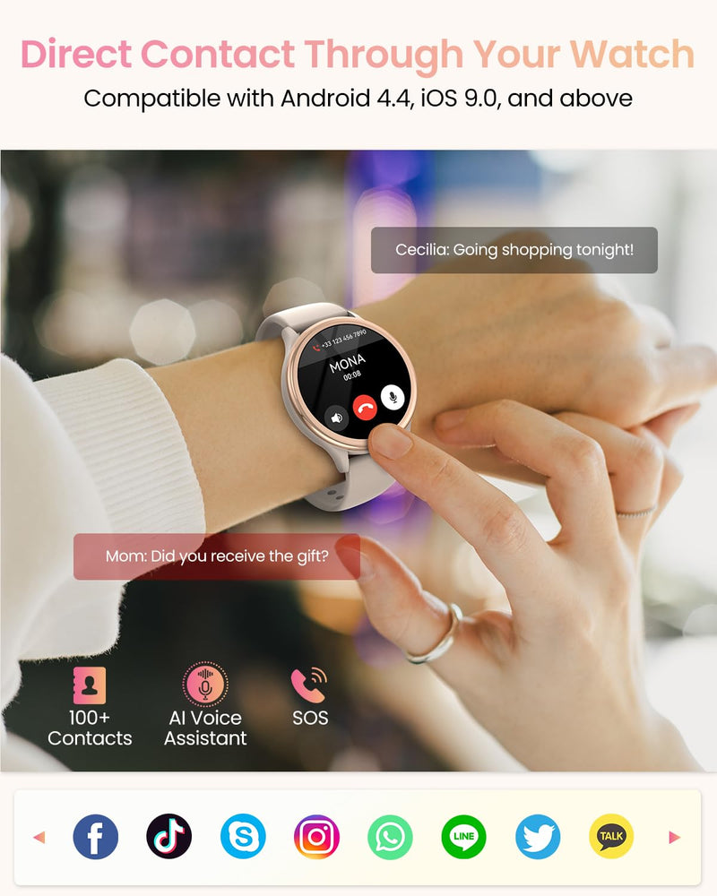 Smart Watches for Women Gifts (Answer/Make Calls) for Android Phones iPhone Compatible, 2024 Christmas Birthday Gifts for Women Men 7/24 Fitness Watches for Women Fitness Tracker for Womens, Pedometer - BeesActive Australia