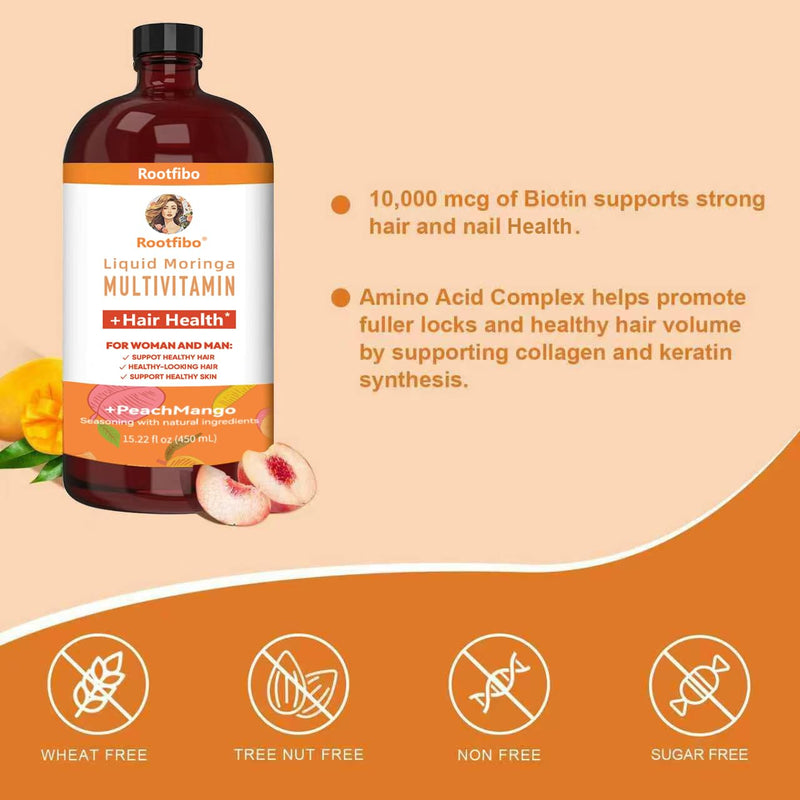 Maaryruth Multivitamin Hair Growth | Biotin 10000mcg | Hair & Skin Support Supplement | Clinically Tested for Thicker Hair & Skin Elasticity | Suitable for Women Ages 18+ | 15.22 Fl Oz