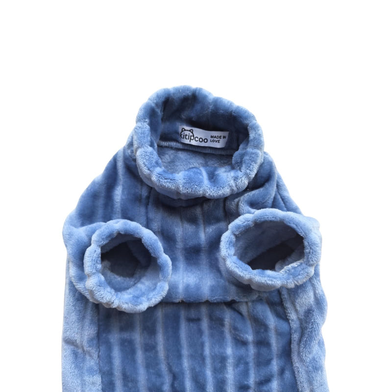 Kitipcoo Turtleneck Sweater for Sphynx Cat Soft Coral Fleece Cat Clothes Thick Winter Warm Outfit Coat for Hairless Cats and Small Dogs Apparel with Sleeves (L (7-8.5 lbs), Blue) L (7-8.5 lbs) - BeesActive Australia