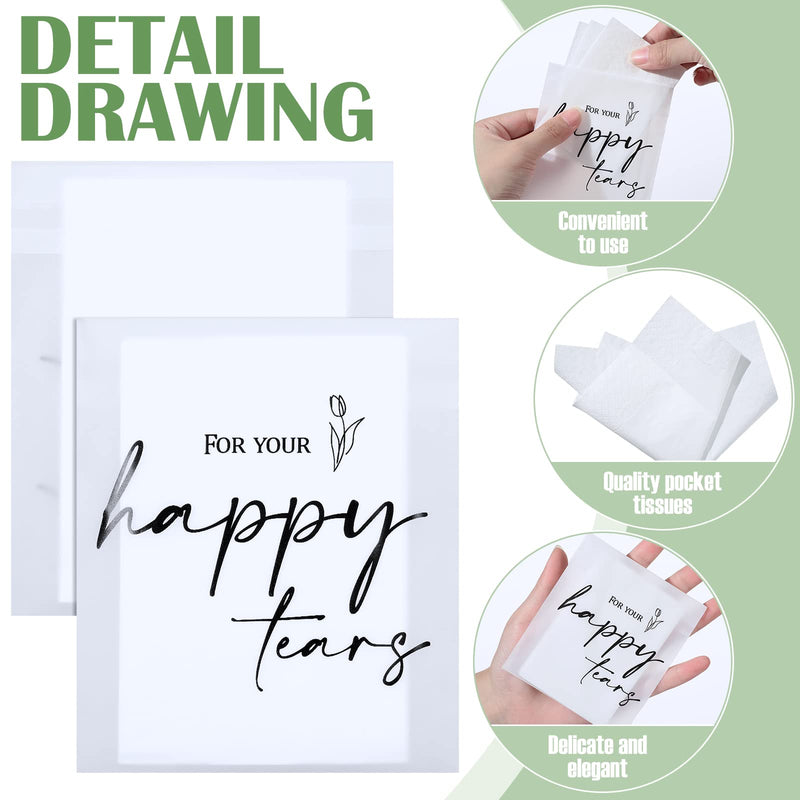 Happy Tears Tissue Packs for Wedding 3 Ply Wedding Tissues for Guests Travel Size Bulk Individual Facial Wedding Tissues Welcome Bag Stuffers Gift Bride and Groom Mother Daughter (30 Pack) 30 - BeesActive Australia