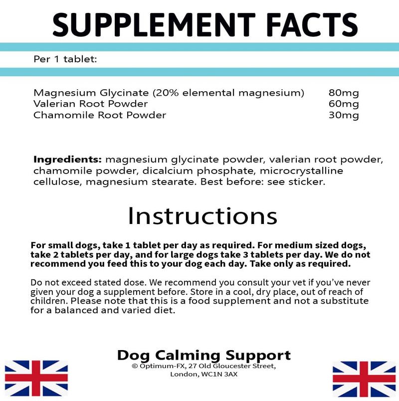 Calm-MAX Dog Calming Tablets Supplement Stress Anxiety Hyperactivity Relief UK 90