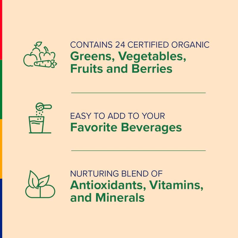 Stop Aging Now - Organic Greens Powder Superfood Supplement Blend Mix - 9.5oz - Naturally Flavored