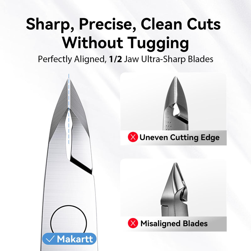 Makartt Professional Cuticle Nipper: 1/2 Jaw Precision Cuticle Trimmer for Beginners & Nail Technicians, 5mm Short Blade, Rust-Resistant Stainless Steel, Salon & Detailed Nail Art Use (Titanium Black) Titanium Black