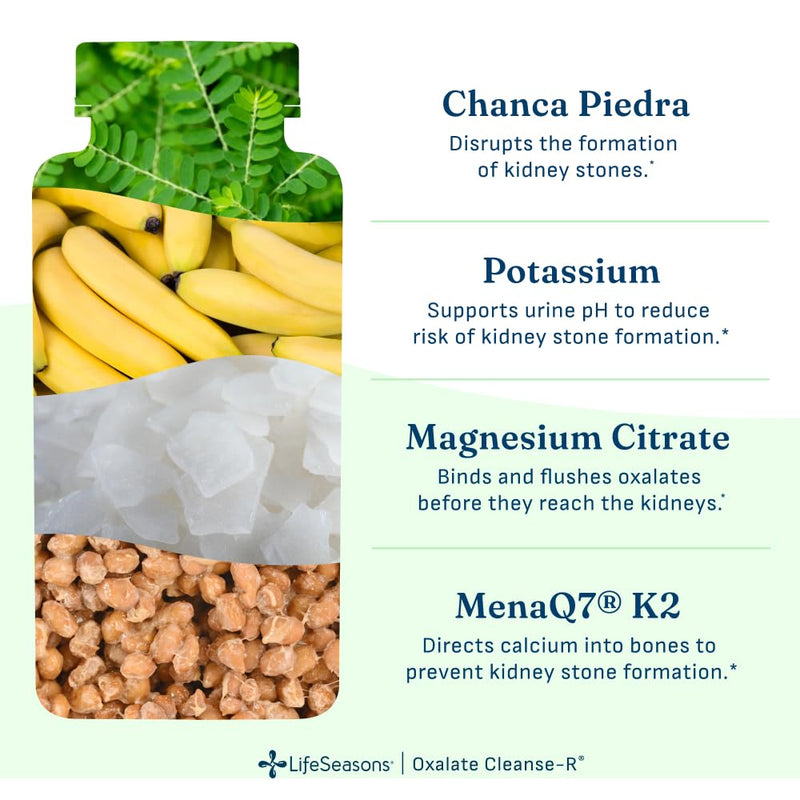 LifeSeasons Oxalate Cleanse-R - Oxalate Balance Support Supplement - Supports Kidney Health & Mineral Balance -Magnesium Citrate, Potassium Citrate, Vitamin B6 & Probiotics - 90 Veg Capsules