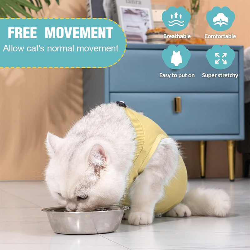 KSUKTSW Cat Bodysuit After Surgery Castration Cat Body Recovery Suit Cat Clothing Neck Brace Alternatives Cat Bodysuit for Cats Surgery Anti-Licking After Surgery Wear (M) - BeesActive Australia
