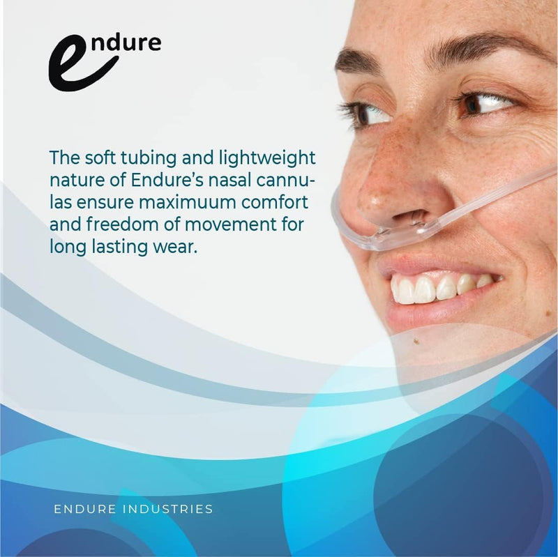 Endure Soft Nasal Oxygen Cannula with Oxygen Supply Tubing, Latex-Free, 7 Ft, Pack of 5 (Adult, Curved Prong) Adult, Curved Prong