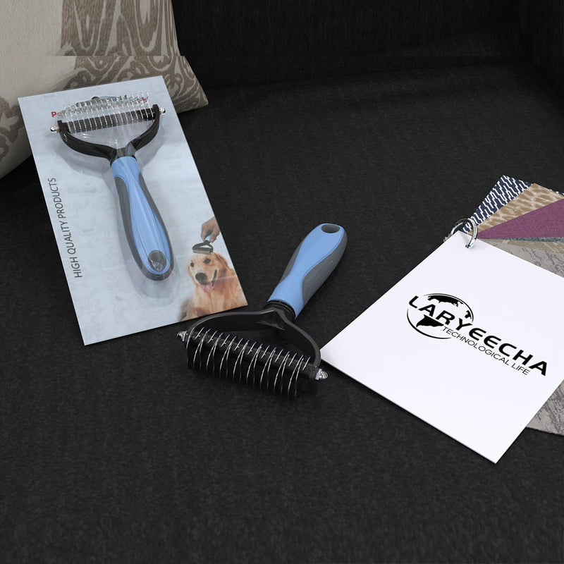 Pet Grooming Brush, Double Sided Deshedding for Dogs & Cats, Skin Friendly Grooming Dog Brush, Pet Shedding Brush,Undercoat Rake for dogs Grooming Supplies, Reduce Shedding by 98%,Blue,Extra Wide Blue Large - BeesActive Australia