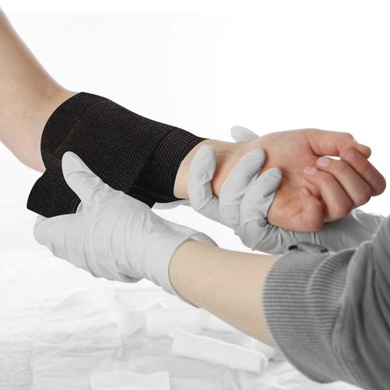 TOBWOLF 12PCS Self Adherent Bandage, 4"x5yd / 10cmx4.5m Cohesive Elastic Bandage Wrap, Breathable Sports Tape for Wrist Ankle Knee Leg Sprains Swelling - Black 4x180 Inch (Pack of 12) - BeesActive Australia