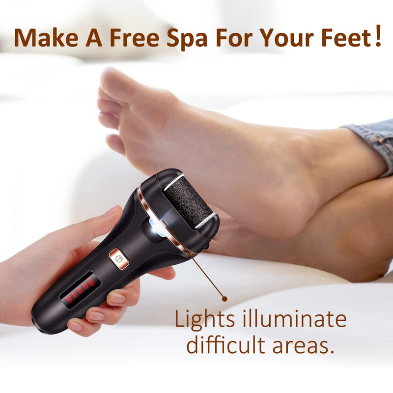 AdamPark Electric Callus Remover for Feet,Rechargeable Foot File Hard Skin Remover,Waterproof 14 in1 Professional Pedicure Kit for Cracked Heels &Dead Skin,with 3 Roller Heads 2 Speed(Black J8) Black J8 - BeesActive Australia