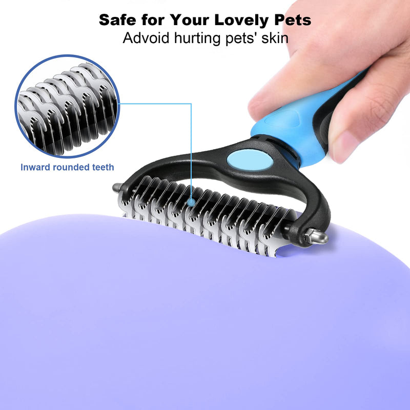 Dog Brush for Shedding, Sebtle Double Sided Undercoat Rake Comb for Dogs and Cats, Pet Grooming Brush for Small, Medium Dogs and Cats,Furminator Tool Remove 98% Mats, Tangles Blue - BeesActive Australia