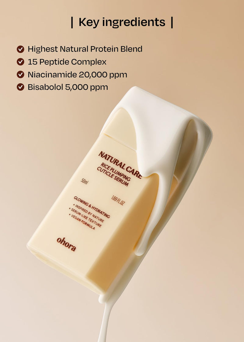 ohora Natural Care Rice Plumping Cuticle Serum – Hydrating Nail Serum with Rice & Soybean Extract, Collagen, Vitamin E & Peptides – Fast-Absorbing, Non-Greasy Nail & Cuticle Care - BeesActive Australia