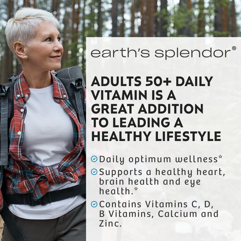 Earth's Splendor Adults 50Plus Multivitamin Daily Supplement 120 Day Supply | Adults 50Plus Multivitamin Supplement Wellness Support Immune Energy Heart Brain Bone Digestive Nutrient Senior Complete 50+ Single