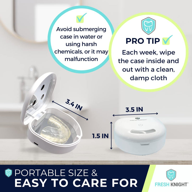 FRESH KNIGHT UV Retainer Case | UVC Retainer Cleaner, Disinfects Cleans and Removes Odors, Mouth Guard Case, compatible for Invisalign Container (Black-UV) Black UV 1 Box