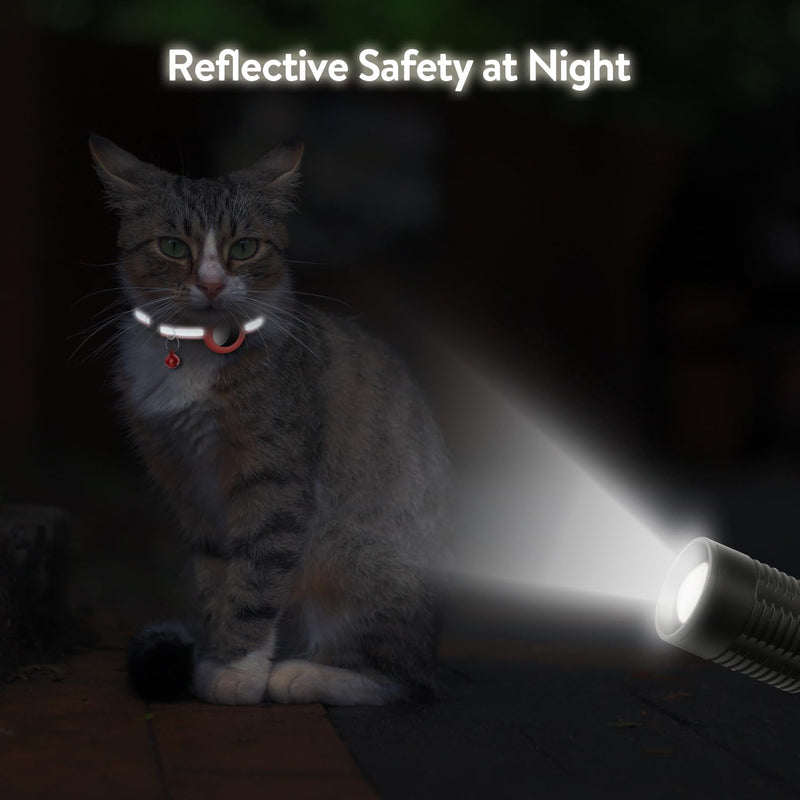 Airtag cat collar, reflective airtag cat collar with bell and airtag holder compatible with Apple Airtag, beautiful cat collar with breakable safety buckle for kittens puppies red 2 piece set - BeesActive Australia