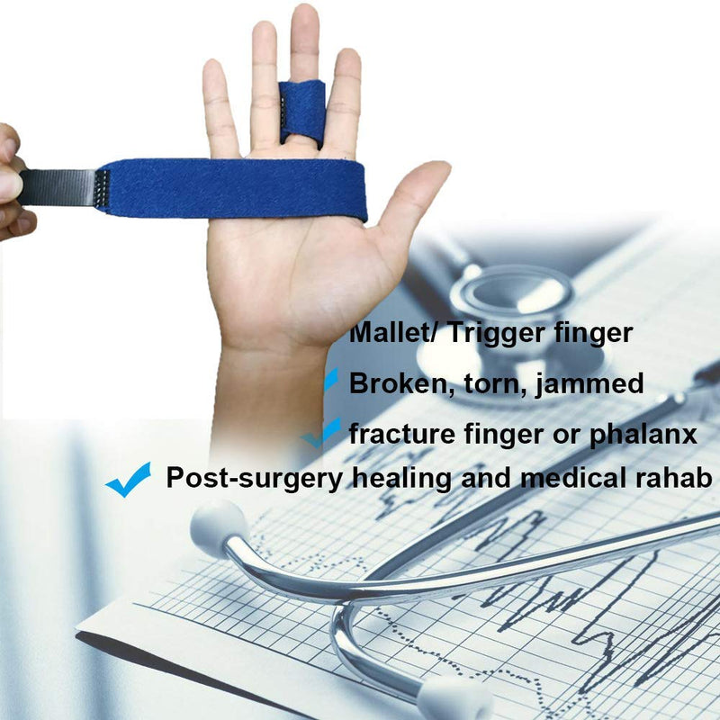 Trigger Finger Splint, Finger Knuckle Support Brace, Adjustable Brace for Straightening Curved, Bent, Locked and Mallet Finger Thumb,Ring,Index(Right) Blue Right hand - BeesActive Australia