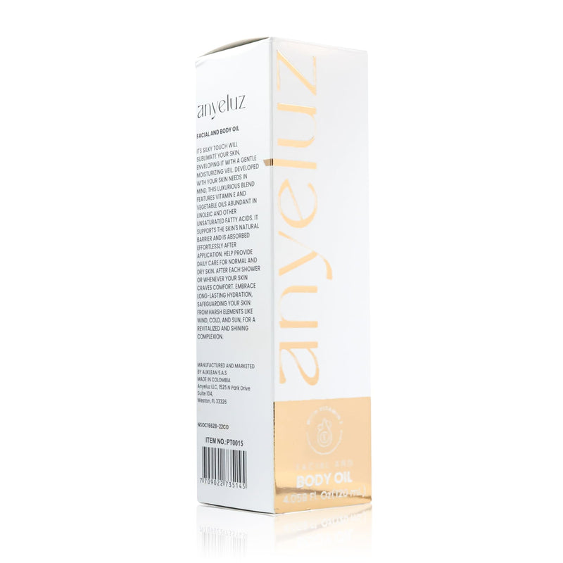 ANYELUZ Face and Body Oil with vitamin E, Luxury Anti-Aging & Stretch mark prevention formula, Deep hydration for face and body, All skin types, Óleo Facial Antiedad con Vitamina E