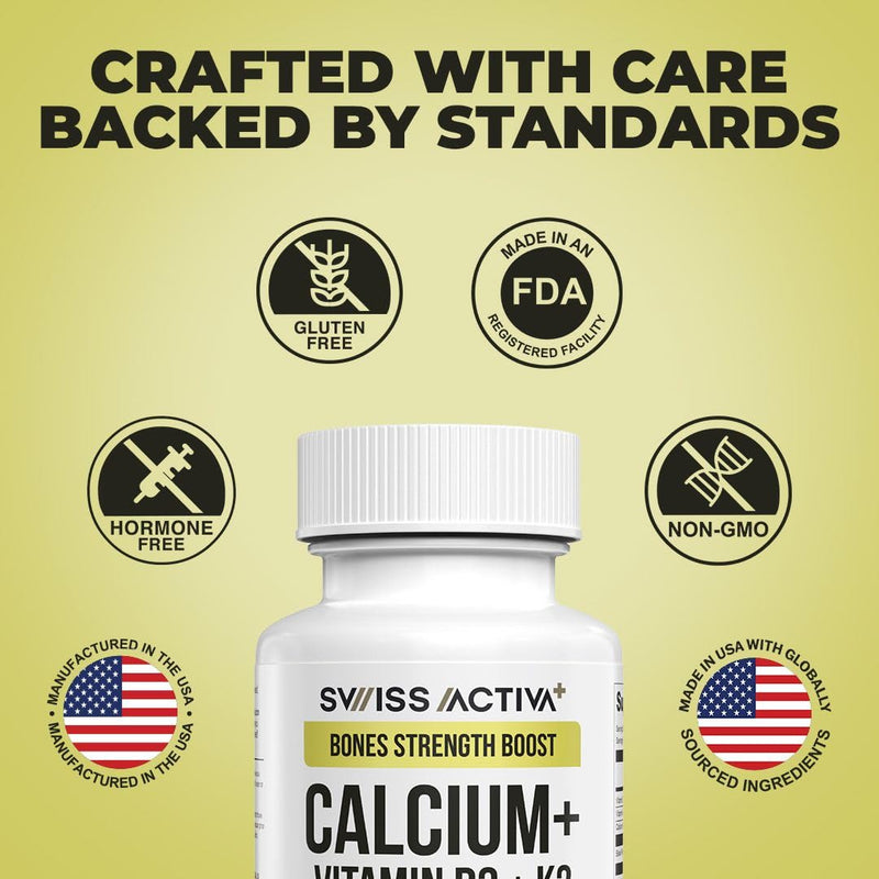 Swiss Activa+ Labs Vitamin D3 & K2 Supplement, Bone, Heart & Immune Support | D3 K2 Vitamins for Men & Women, Muscle Function, Immune & Heart Health, Vegan, Non-GMO, 60 Day Supply 60 Count (Pack of 1)
