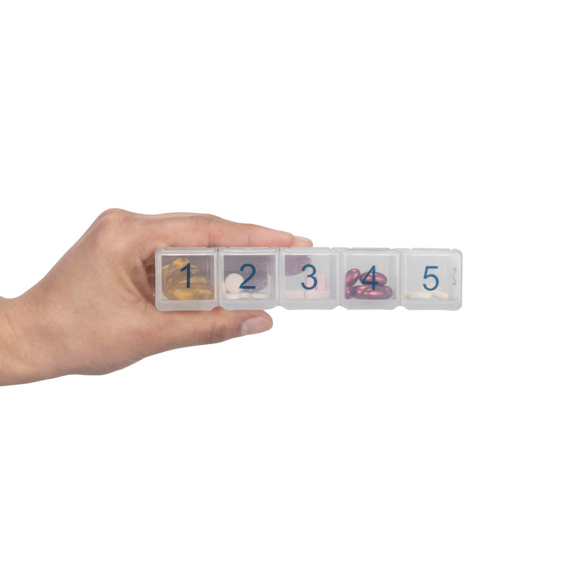 e-Pill 5 Times a Day x 7 Day Large Weekly Pill Organizer, Vitamin and Medicine Pill Box - with Discreet Case (Clear) Clear