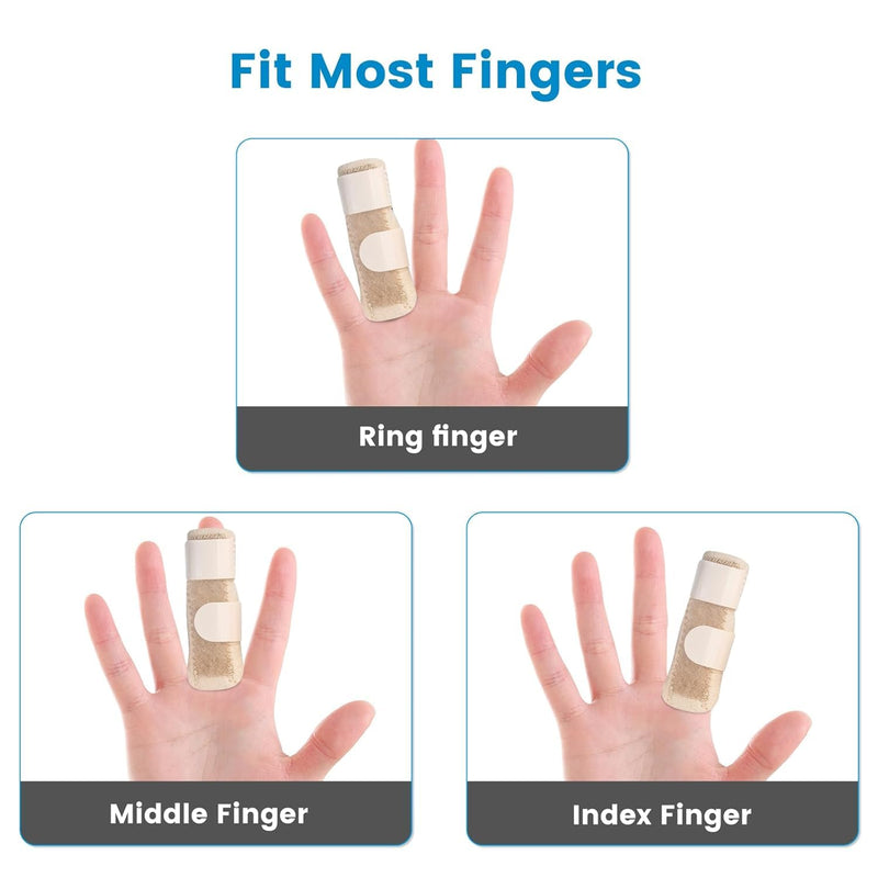 Finger Splints, Finger Brace for Trigger Finger - Broken Finger - Arthritis - Straightening - Support for Index - Middle - Ring One Size Beige 4