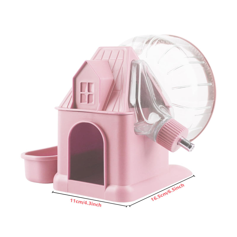 4 in 1 Silent Large Hamster Wheel Multifunctional Hamster Running Wheel Quite Running Spinner Wheel Accessories with Food Bowl Water Bottle for Hamsters Dwarf Gerbil (Pink) Pink - BeesActive Australia