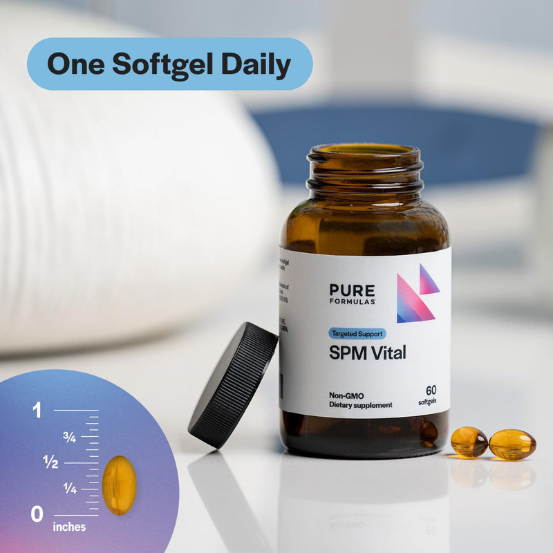 PureFormulas SPM Vital - 3 Active Specialized Pro-Resolving Mediators for Tissue Health & Minor Discomfort from SPM Fish Oil - Omega 3 Fatty Acids Supplement, Non-GMO 60 Softgels