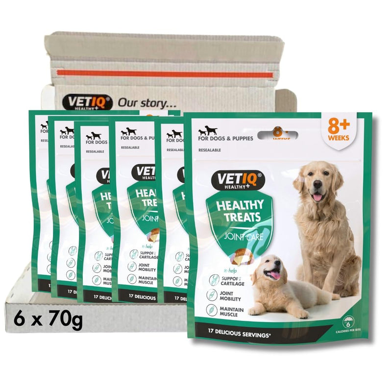 VetIQ Healthy Treats Joint & Hip Care, 6x 70g, Natural Dog Treats with Glucosamine, Chondroitin & MSM Chicken 70 g (Pack of 6)