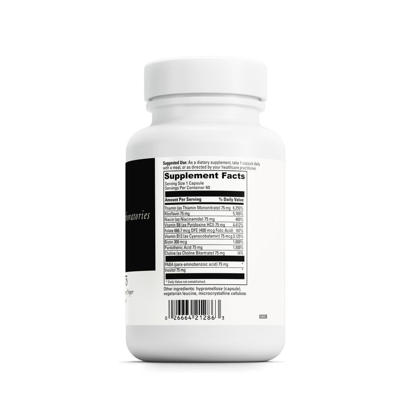 DAVINCI Labs B Complex-75 - Supports Relaxation and Proper Nerve Function* - Dietary Supplement with Niacin, Vitamin B6, B12, Biotin, Choline and More - Vegetarian - Gluten-Free - 60 Capsules