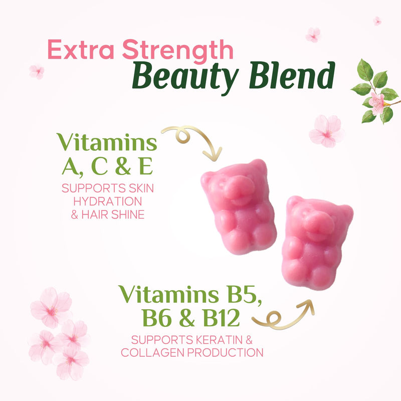 Hair Vitamins Gummies with Biotin 5000 mcg Per Serving - Extra Strength Hair Growth Support Vitamin E & C - Stronger Radiant Hair, Skin & Nails Supplement - Hair Growth Support Gummy - 60 Gummies 60 Count (Pack of 1)