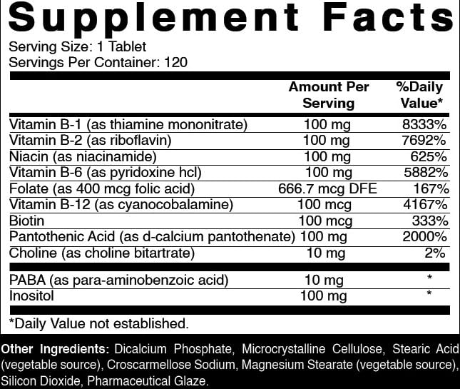 Oxify B-100 Complex, 120 Tablets | Gluten-Free, Non-GMO, Made in USA