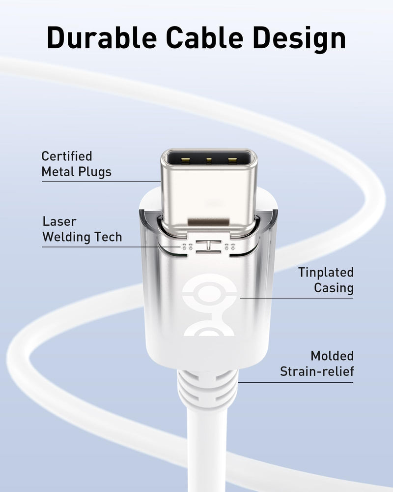 Cable Matters [USB-IF Certified] 240W USB C Cable 3.3 ft in White for MacBook Pro, iPad Pro, iPhone 15 Pro, Apple Vision Pro (140W USB C Charger Cable, USB C Charging Cable, USB 2.0, No Video) - BeesActive Australia