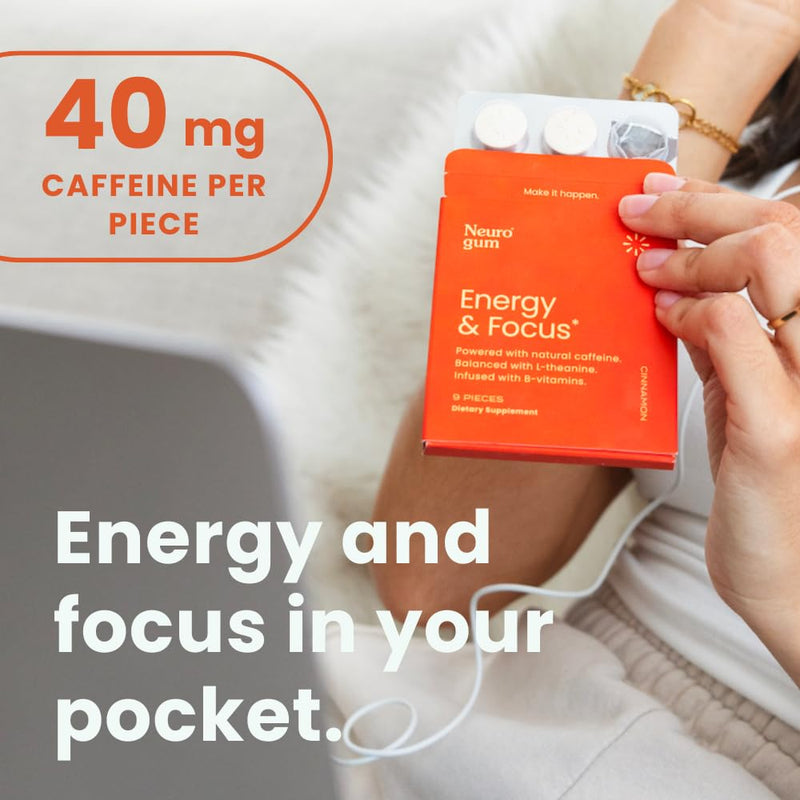 NeuroGum Energy & Focus, Cinnamon, 12 Packs, 9 Pieces Each