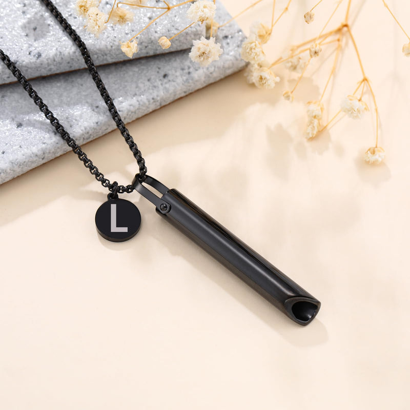 Stainless Steel Breathing Necklace,Mindful Breathlace Nnecklace,Strong Chain - Breathing Necklace for Breathwork,Anxiety Stress Relief Meditation Tools Black L - BeesActive Australia