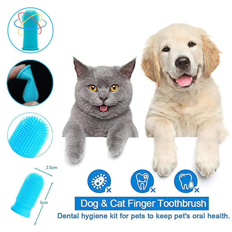 Dog toothbrush set, 2 pieces triple head dog toothbrushes, 4 finger toothbrush, 2 double-headed toothbrush, multi-angle teeth cleaning set for small, medium and large pets - BeesActive Australia